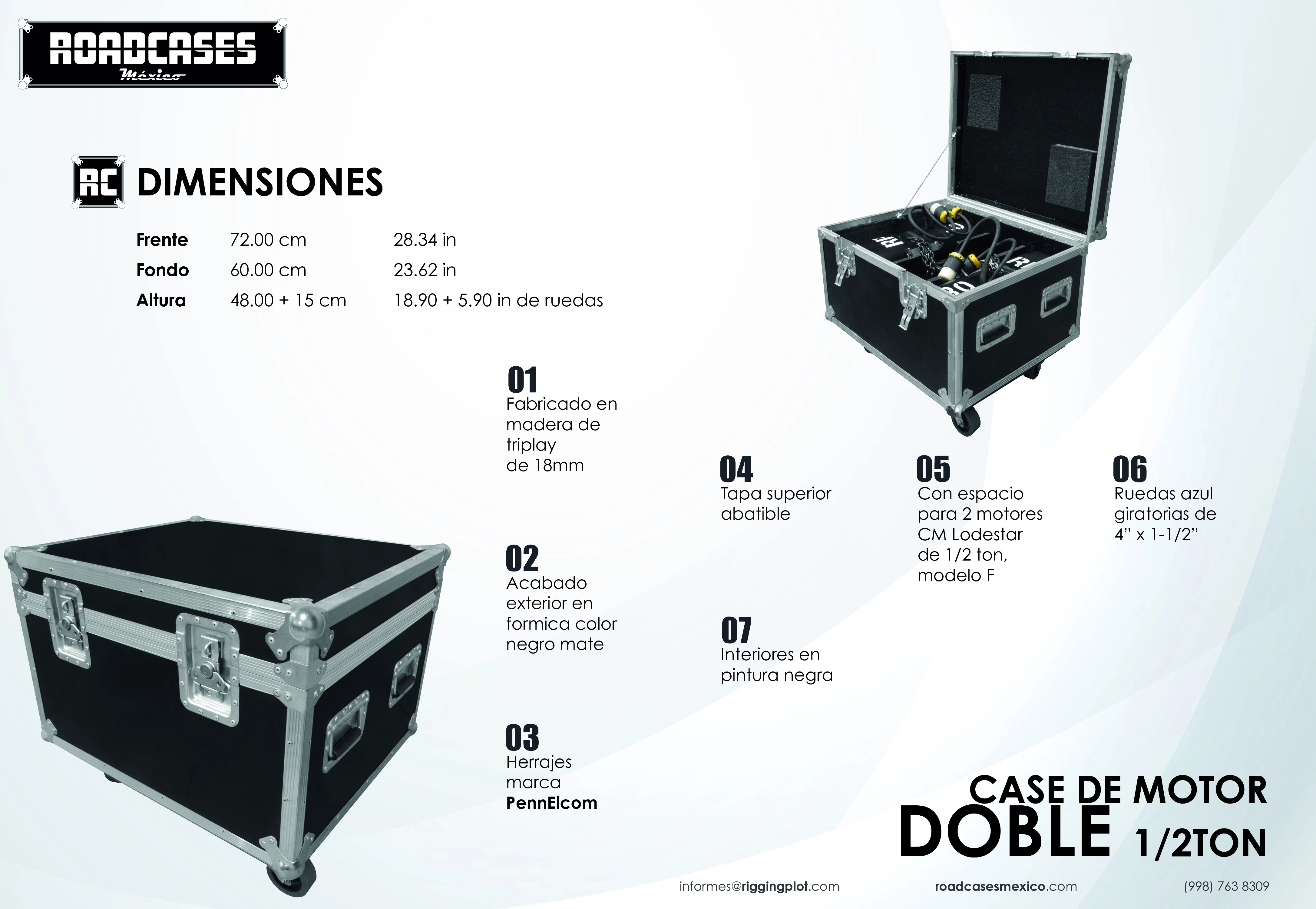 ficha case para resguardo de dos motores de media tonelada, CM Lodestar roadcasesmexico