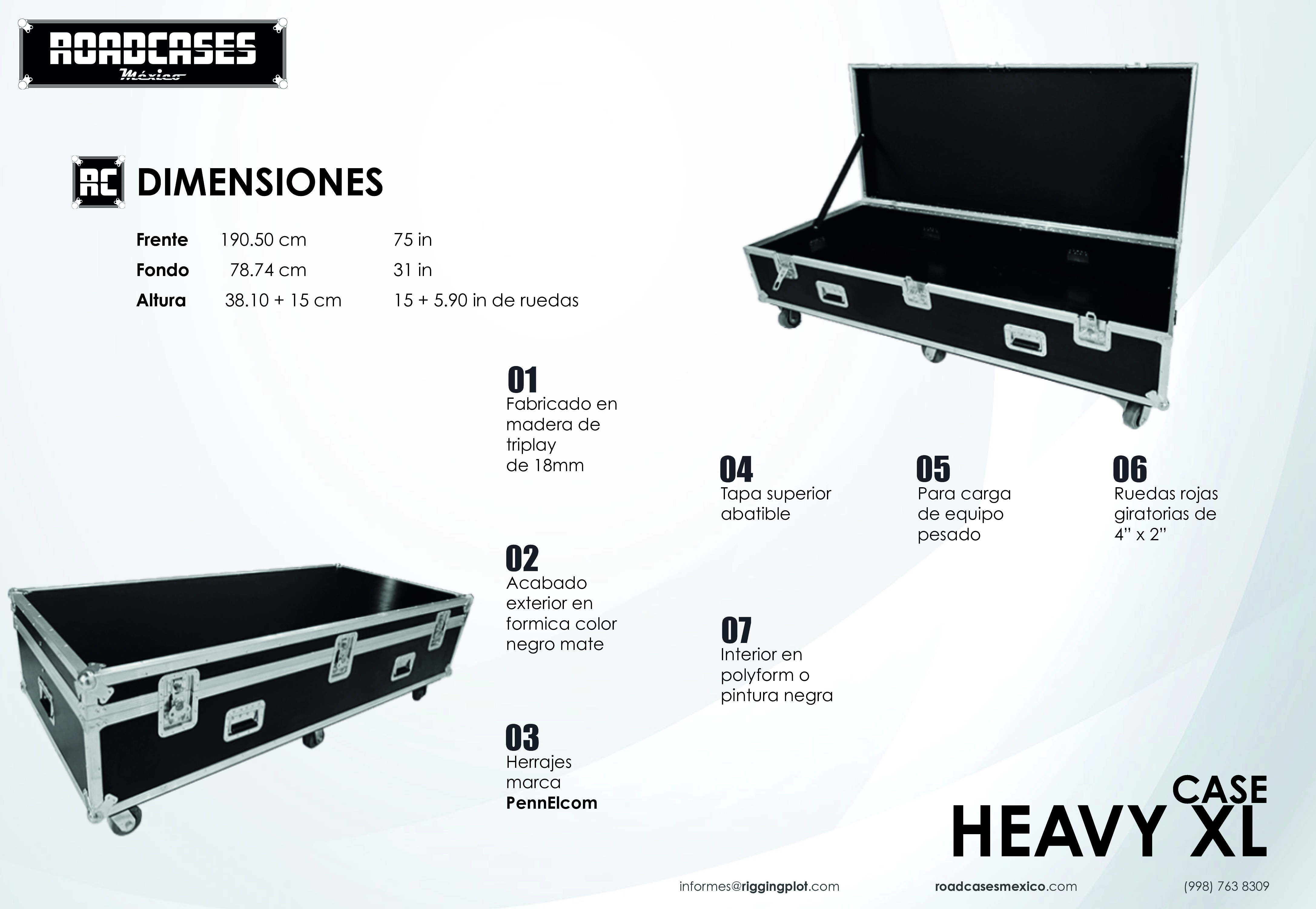 ficha case heavy xl para transporte de carga pesada, para set de rigging roadcasesmexico