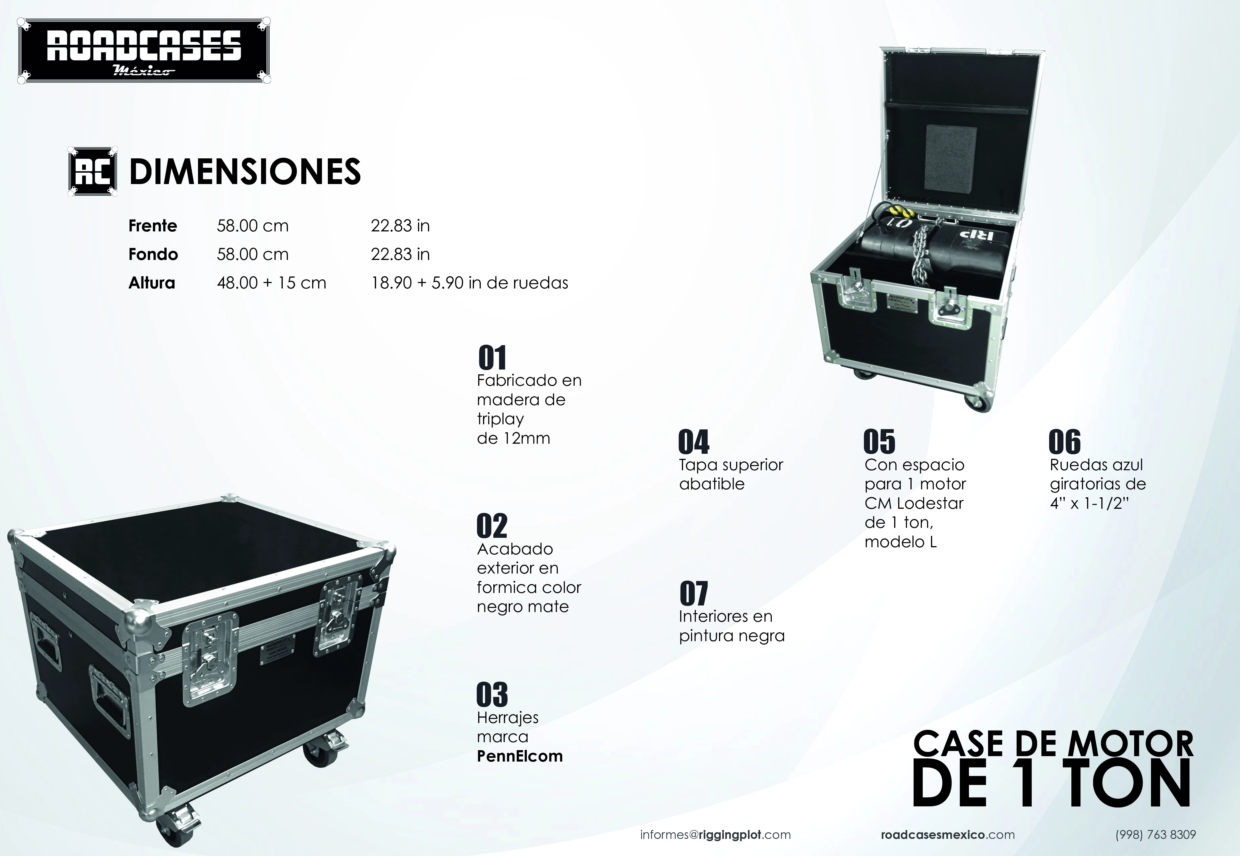 ficha case para resguardo de un motor de una tonelada, CM Lodestar roadcasesmexico