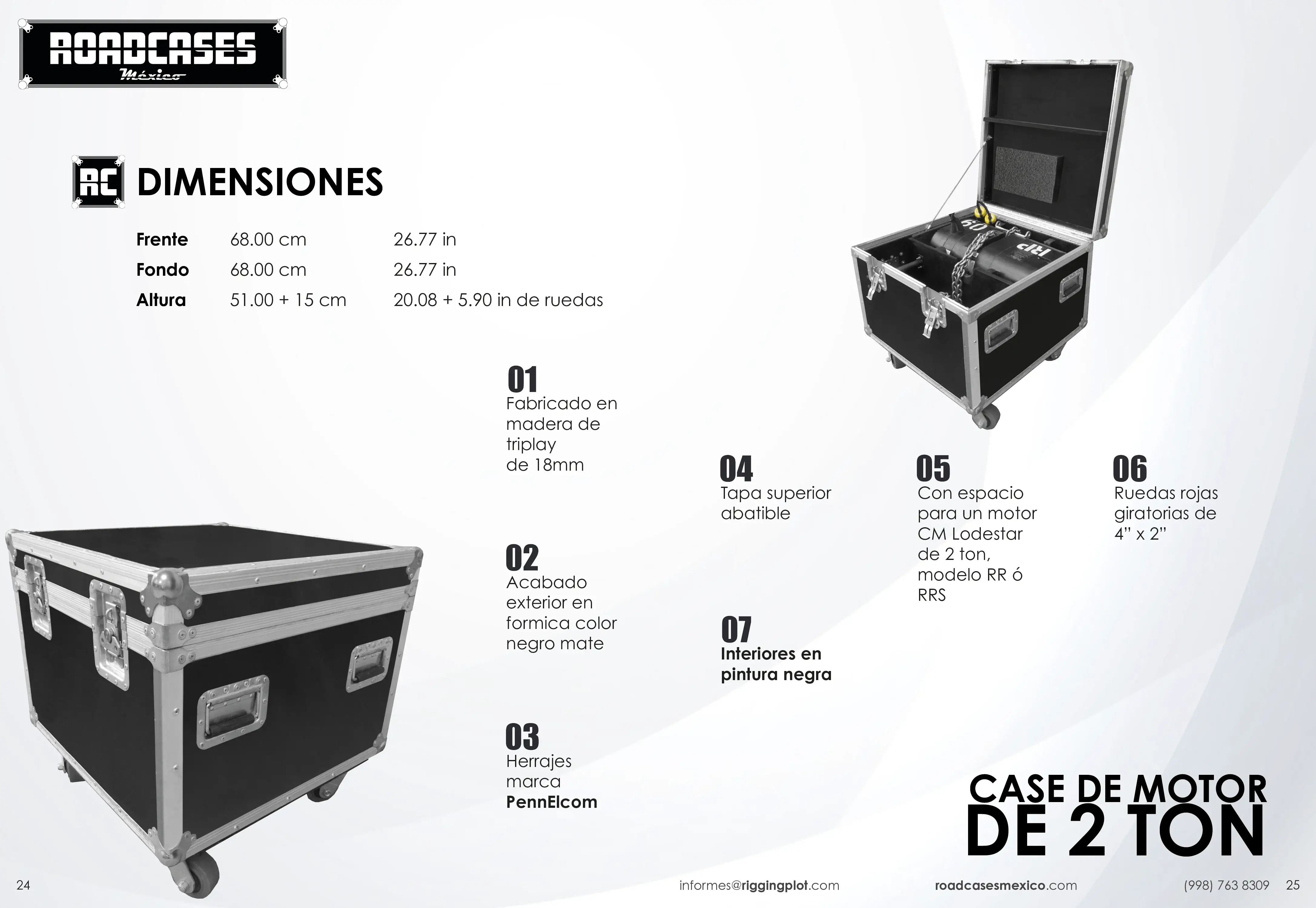 ficha case para resguardo de motor de dos tonelada, CM Lodestar roadcasesmexico