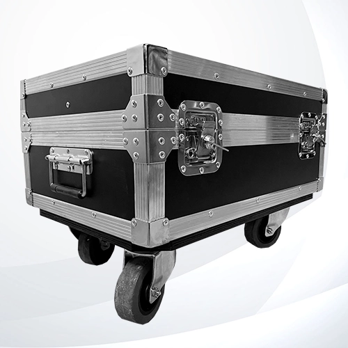 Case Tools Custom para resguardo de tornillos y herramientas, fabricado en triplay de 12 mm con foami a medida y ruedas de uso rudo de 1 x 1-1/2 pulgadas, ideal para transporte seguro y almacenamiento organizado cerrado